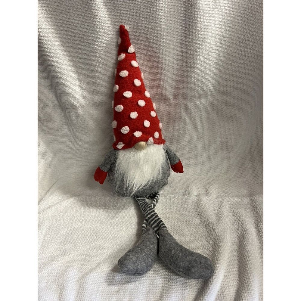 Holiday Gnome, Plush Gnome‎ with Polka Dot Hat, wreath supply, tiered tray gnome